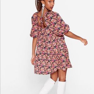 Nasty Gal Puff Sleeve Floral Dress